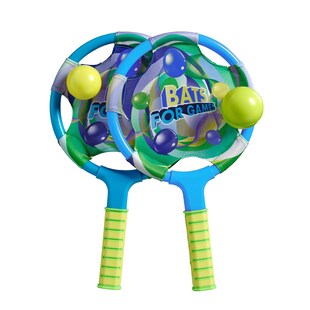 Strandspiel bestehend aus zwei Schlägern und zwei Bällen, blau 