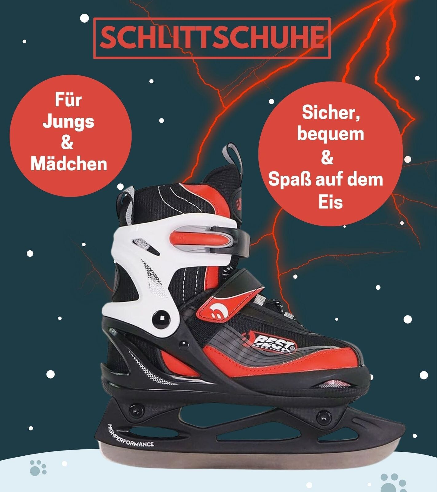 Schlittschuhe schwarz/rot 30-33