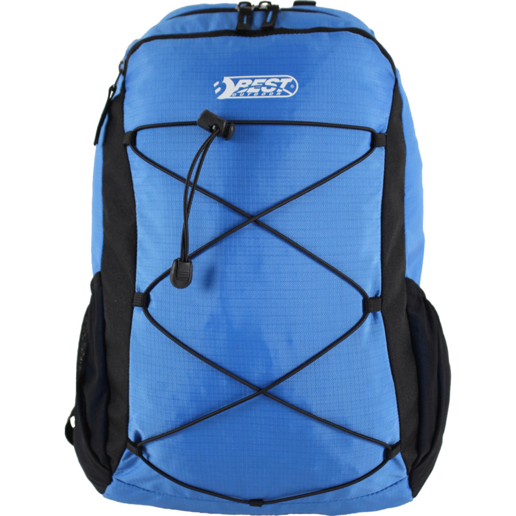 Trekkingrucksack blau-schwarz mit Regenschutzhülle