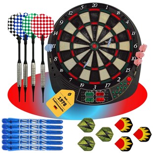 Best Sporting Dartscheibe elektronisch Coventry I Dartscheibe elektronisch mit LED-Anzeigen I E-Dartscheibe mit 12 Dartpfeilen & Ersatzspitzen I hochwertiger Dartautomat für 16 Spieler 