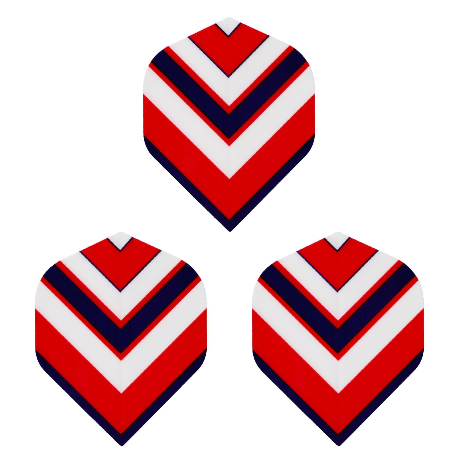 PVC-Leitwerke f&uuml;r Dartpfeile, 3 St&uuml;ck, rot/wei&szlig;/blau 