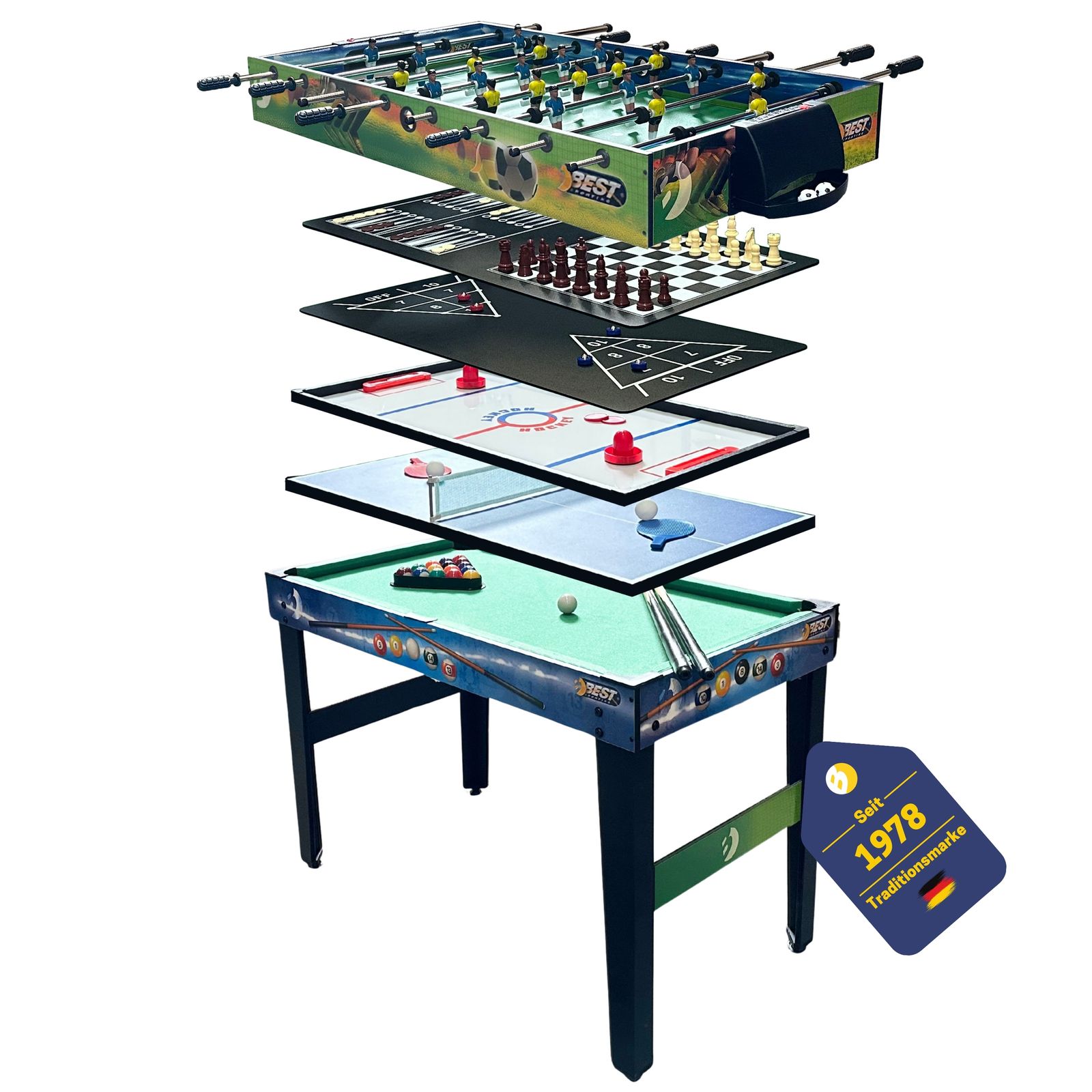 Best Sporting Tischkicker Multi mit 10 verschiedenen Spielen 