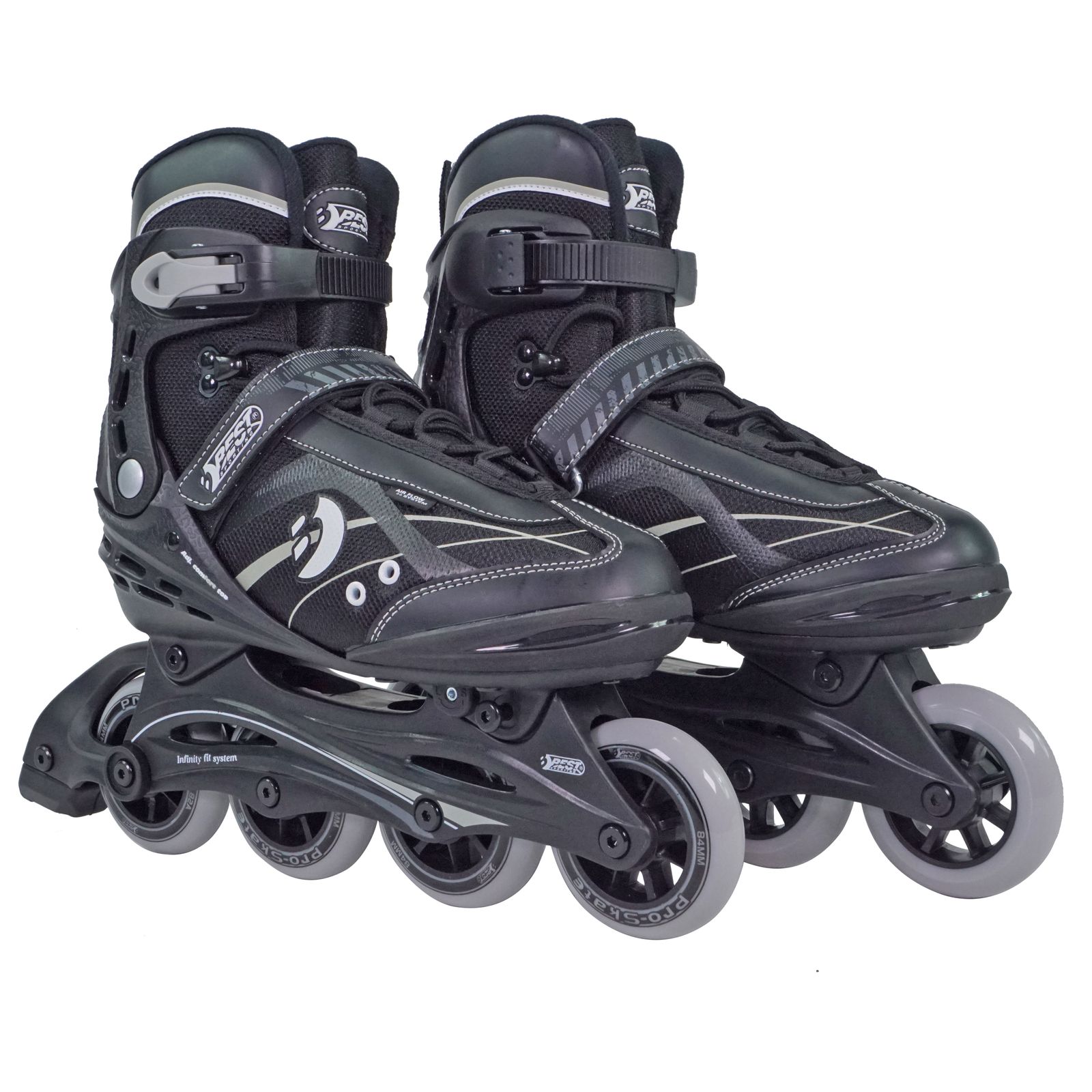 Inline Skates f&uuml;r Teenager + Erwachsene, schwarz, 37-38 
