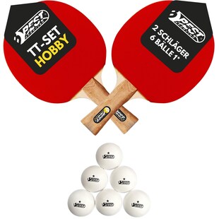 Best Sporting Tischtennisschläger Set HOBBY I 2 Tischtennis Schläger und 1* Tischtennisbälle I 3-teiliges wertiges Tischtennis Set I Tischtennissets I Table Tennis Racket 