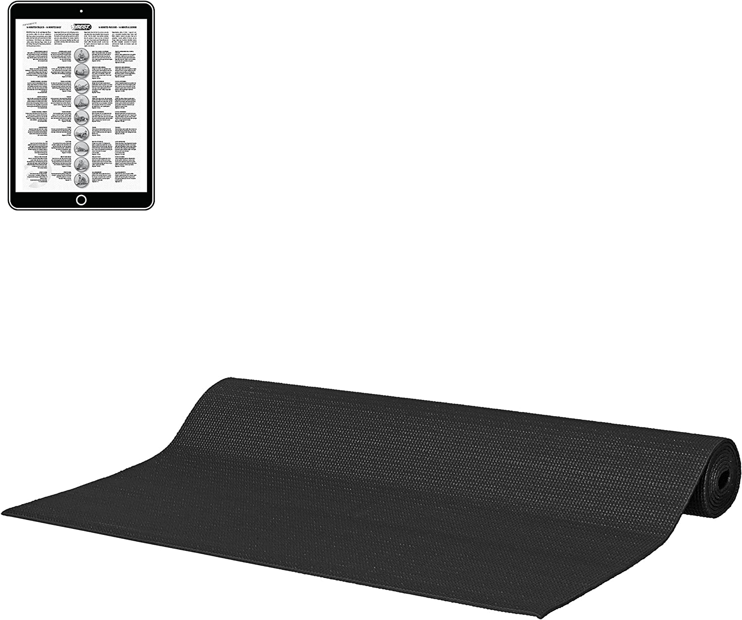 Best Sporting Pilatesmatte kompakt in 173 x 61 x 0,3cm I Yogamatte, ideal f&uuml;r unterwegs I inkl. &Uuml;bungsanleitung I Sportmatte Fitnessmatte rutschfest I Yoga Mat aus schadstoffgepr&uuml;ftem PVC 