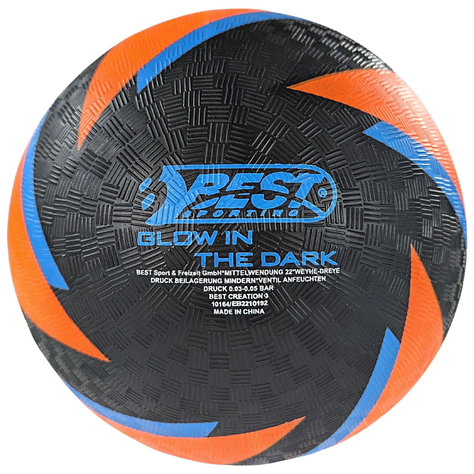 Best Sporting Barfu&szlig; Fu&szlig;ball Glow in The Dark I Leichter Ball Gr&ouml;&szlig;e 5 I Orange-Blauer Sportball I Leuchtender Kickball I Kinder Spielball aus PVC 