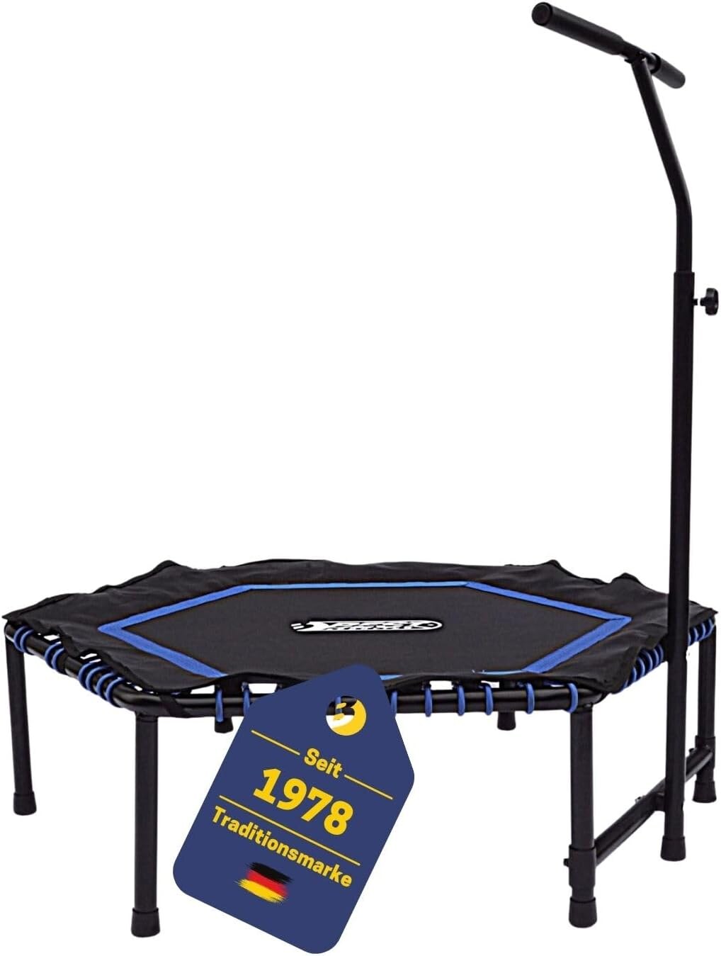 Fitness und Sport Trampolin mit Griff I hochwertiges Sport Trampolin Indoor I Fitness Trampolin 120 x 108 cm I Trampolin Fitness mit verstellbarem Griff I Sportgeräte Zuhause