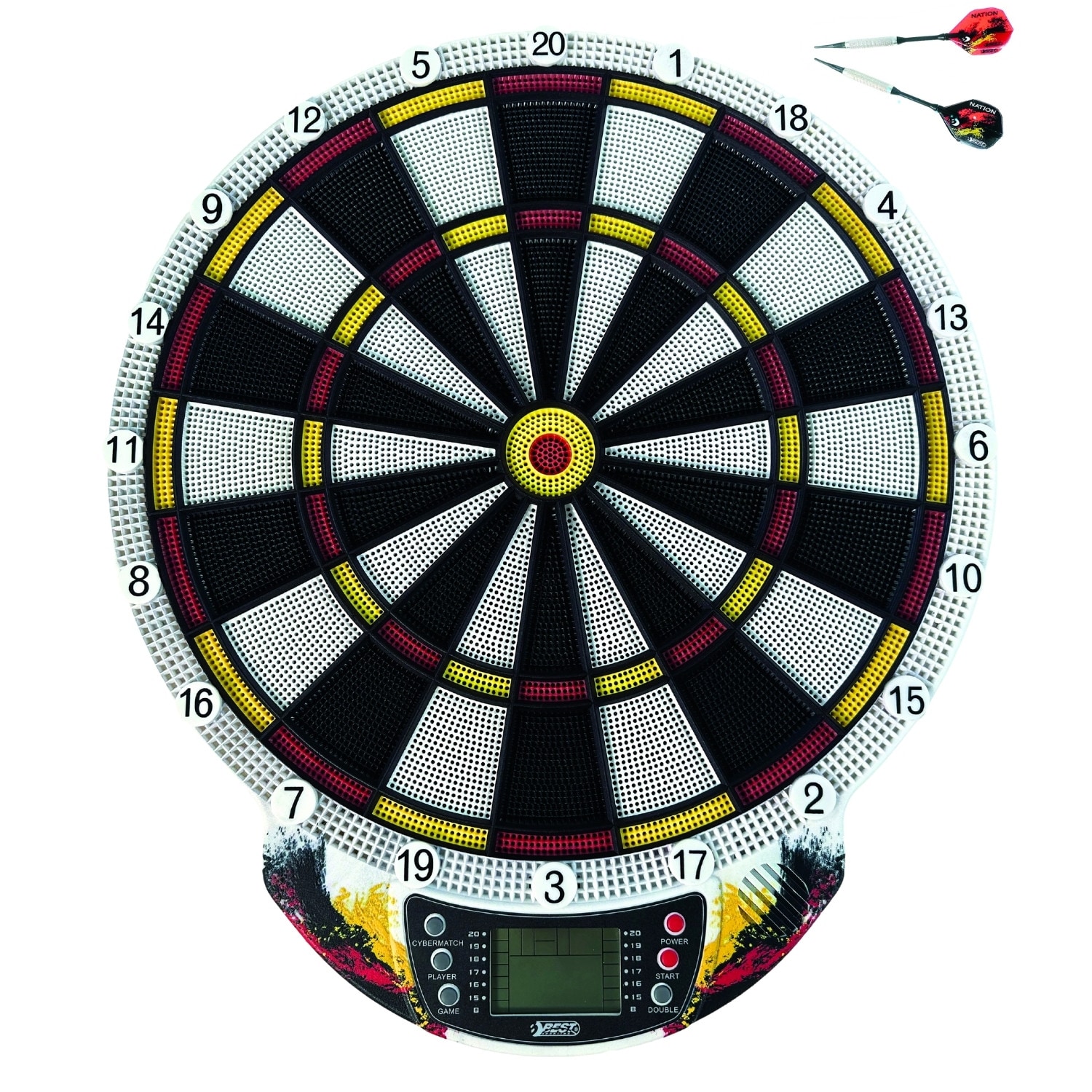 Best Sporting Dartscheibe elektronisch Nation I elektronische Dartscheibe mit LCD-Anzeige I E-Dartscheibe mit 6 Dartpfeilen & Ersatzspitzen I hochwertiger Dartautomat I Dart f&uuml;r 8 Spieler 