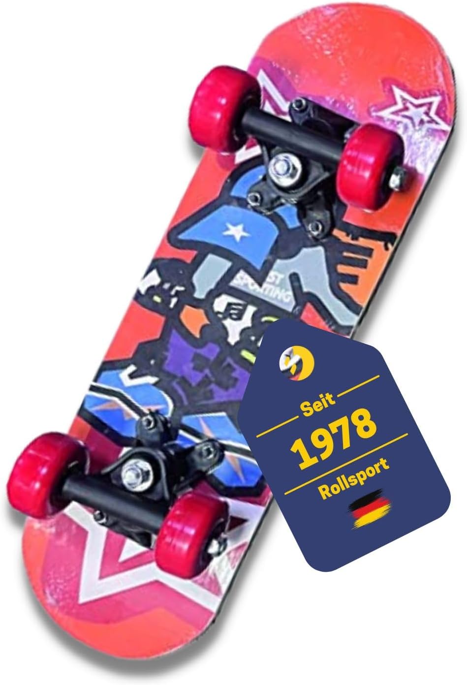 Best Sporting Mini Skateboard I hochwertiges Skateboard Kinder I Mini-Skateboard mit beidseitig bedruckten Skateboard Deck I Skateboard M&auml;dchen & Jungs I Skateboard Anf&auml;nger Comic-Design 