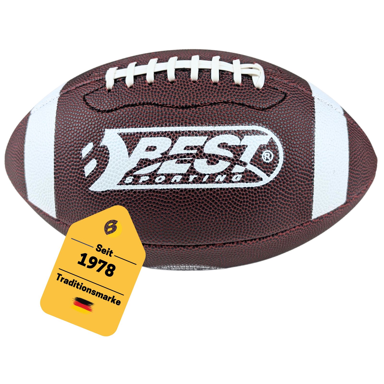 Best Sporting American Football Gr&ouml;&szlig;e 9 - Robuster Football f&uuml;r Erwachsene & Jugendliche ab 14 Jahren - Offizieller Spielball f&uuml;r Training & Freizeit - Football mit Original-Design 