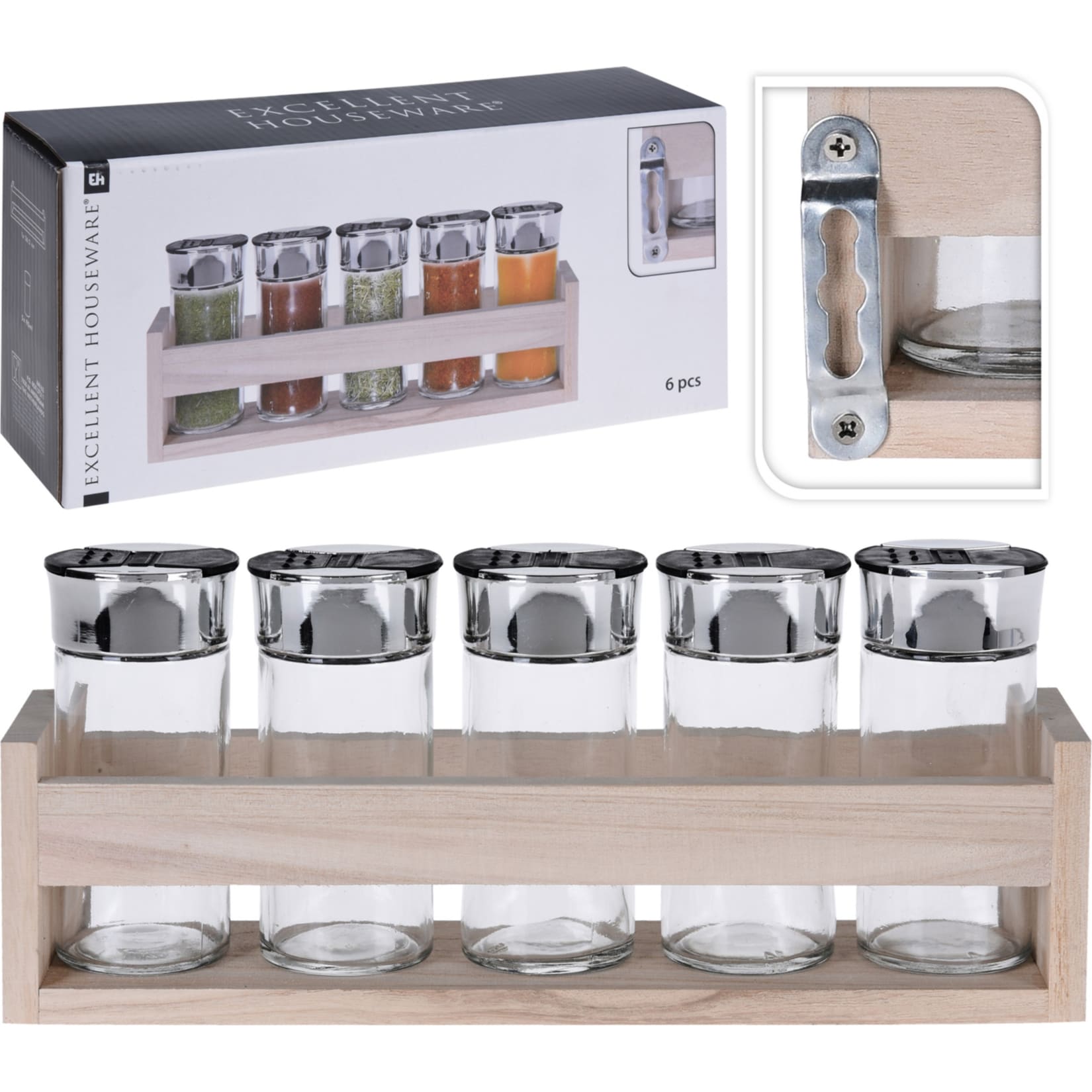 Excellent Houseware Gew&uuml;rzregal mit 5 Gew&uuml;rzdosen Gew&uuml;rzregal mit 5 Gew&uuml;rzdosen 