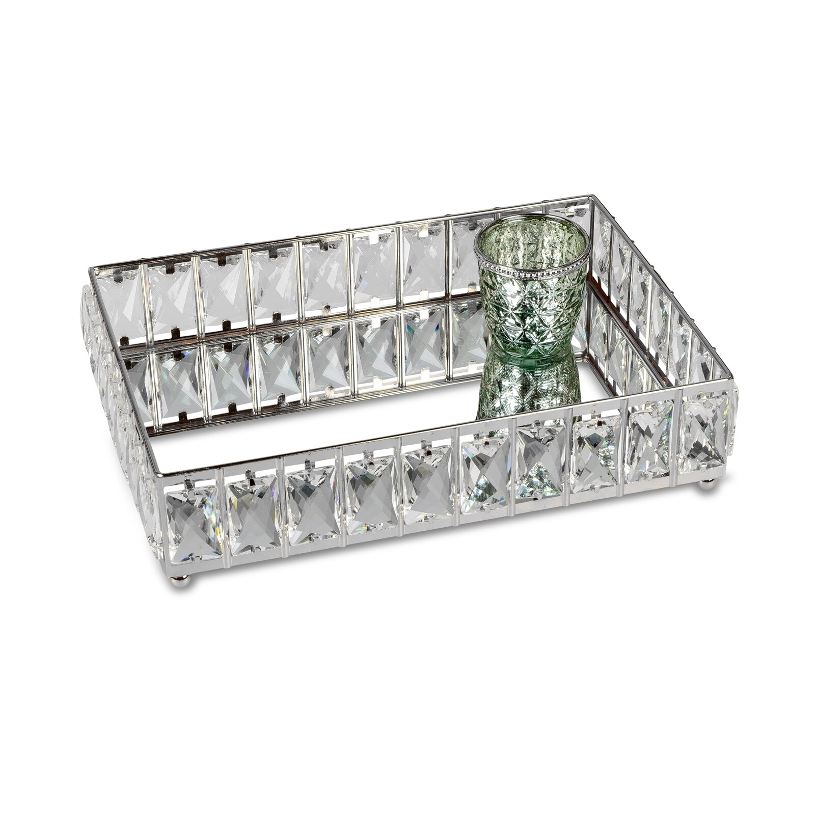 formano Tablett Silber Spiegel Chrom Kristall 