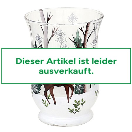SIGRO Teelichthalter Ø 11 cm Glas mit Wintermotiv Reh 
