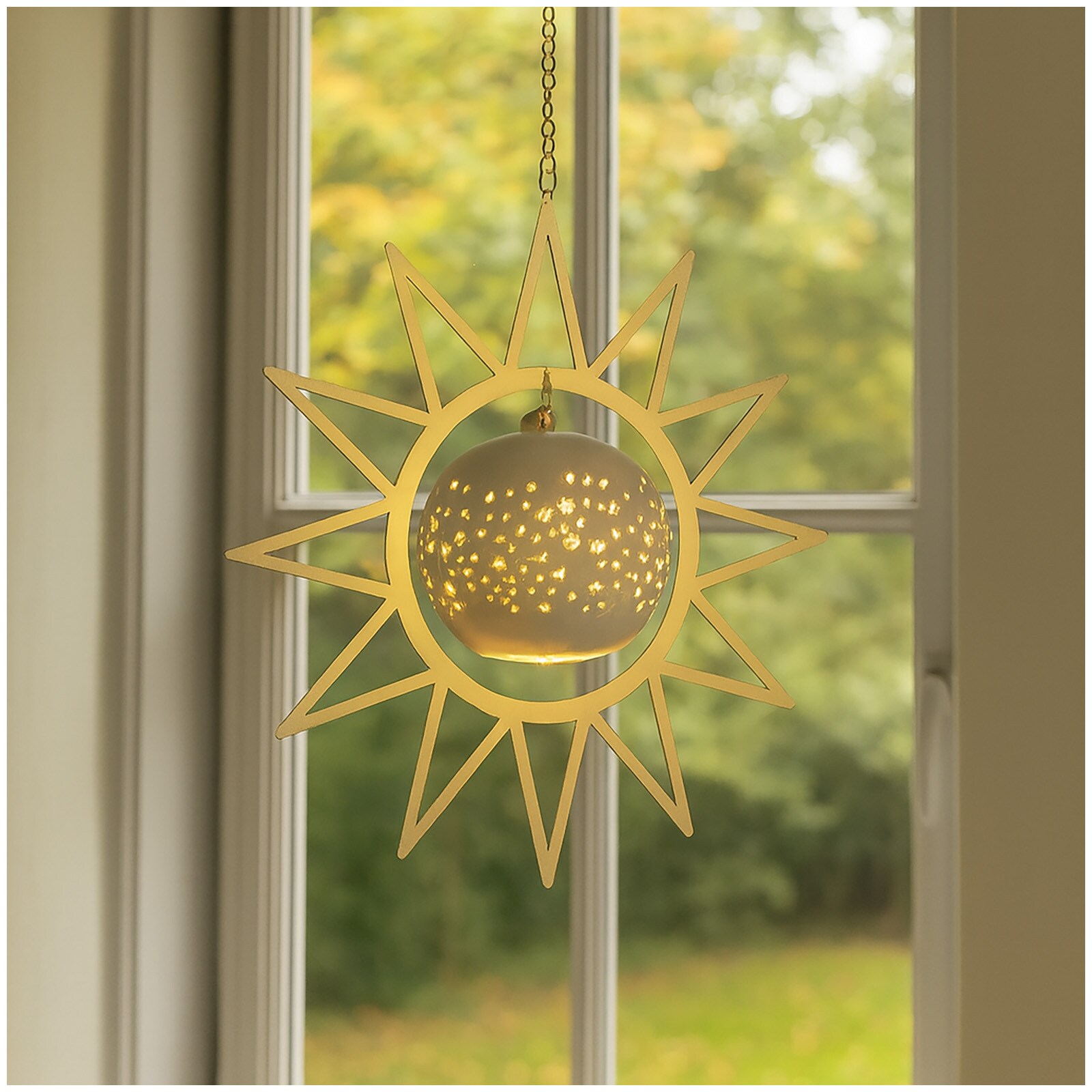 formano LED Stern mit Kugelleuchte und Sternchenmuster Fensterdeko Weihnachten &Oslash; 25 cm 