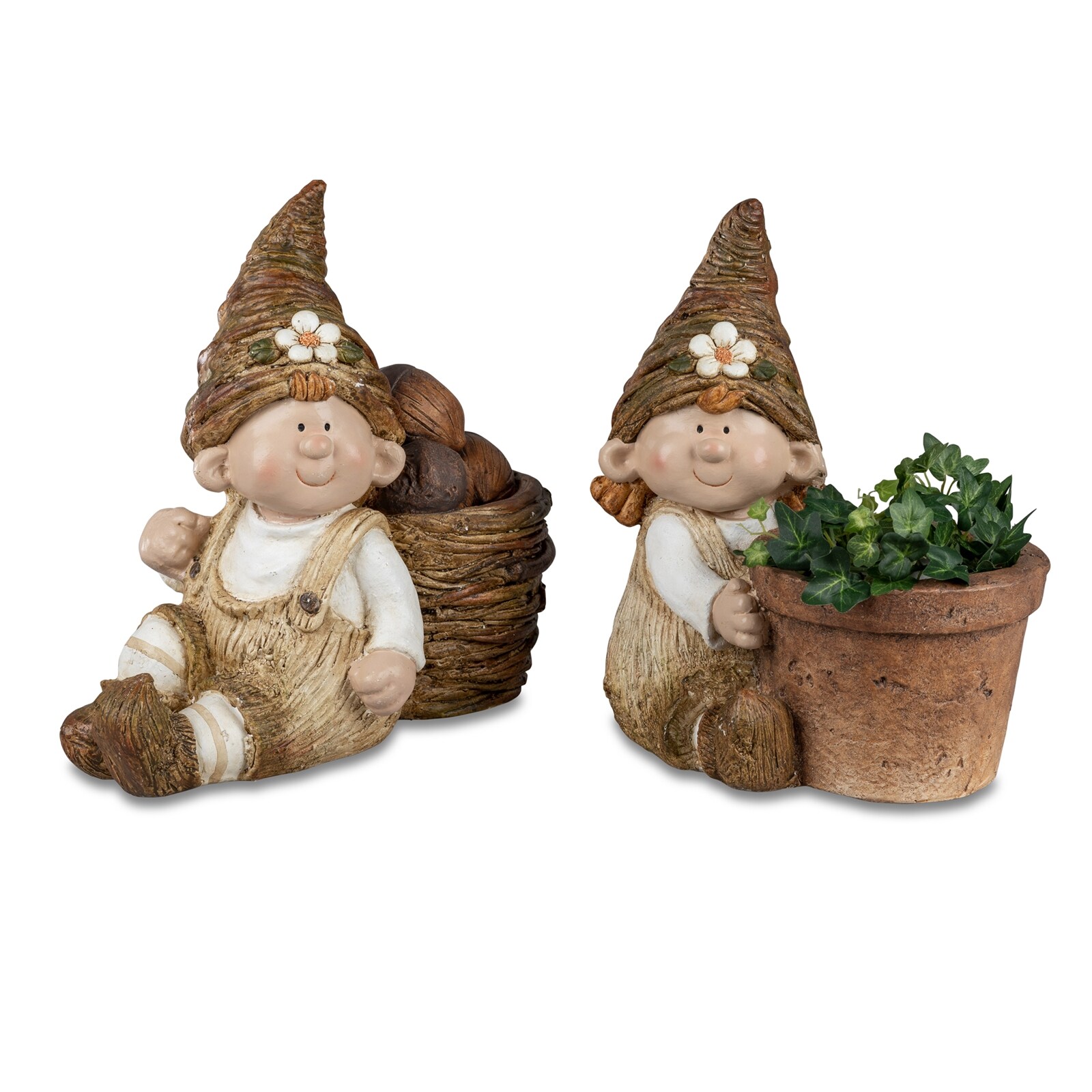 Dekofigur Pflanztopf Wichtel 2er-Set