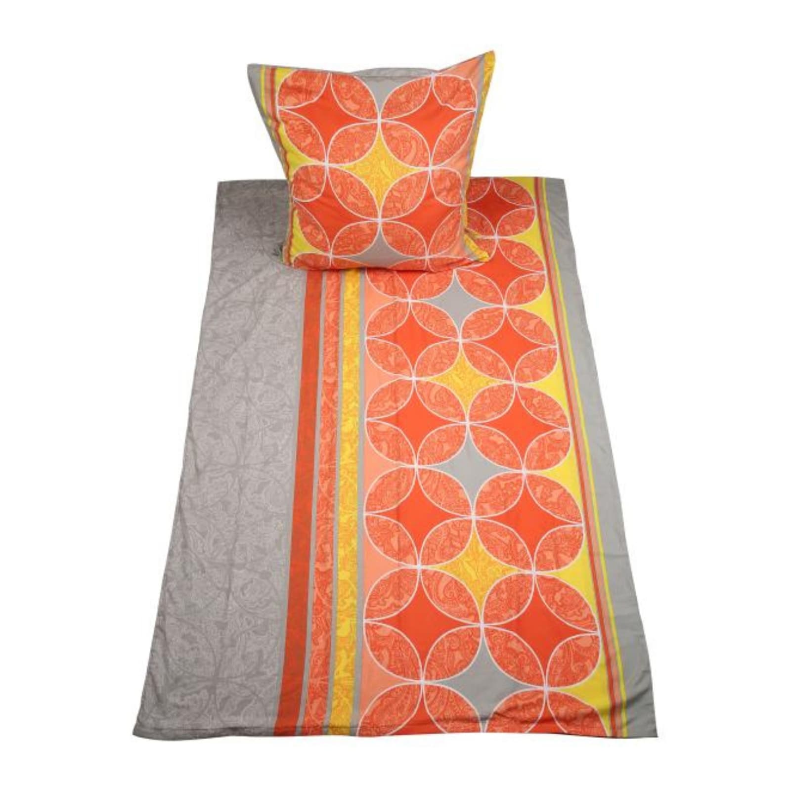 HTI-Living Bettw&auml;sche 2-teiliges Set 135 x 200 Grau mit Orange 