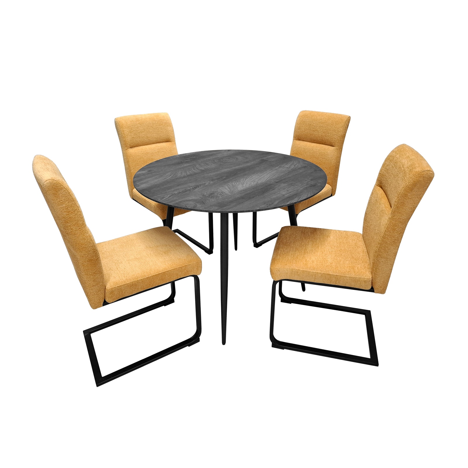 HTI-Living Sitzgruppe Liron Tisch und 4 Schwingst&uuml;hle Gelb 