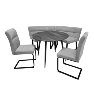 HTI-Living Sitzgruppe Liron Tisch mit Eckbank und 2 Stühlen Grau 