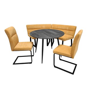 HTI-Living Sitzgruppe Liron Tisch mit Eckbank und 2 Stühlen Gelb 