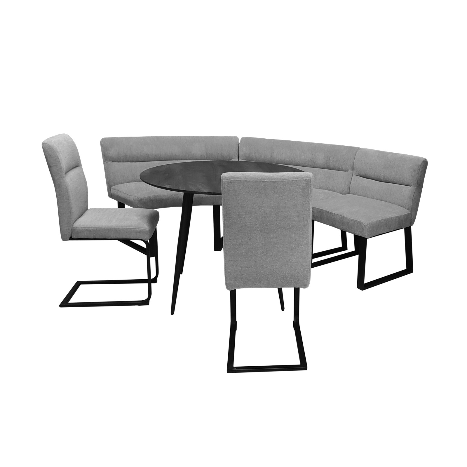 HTI-Living Sitzgruppe mit Eckbank 2 St&uuml;hlen 1 Eckbankverl&auml;ngerung und Tisch Grau 