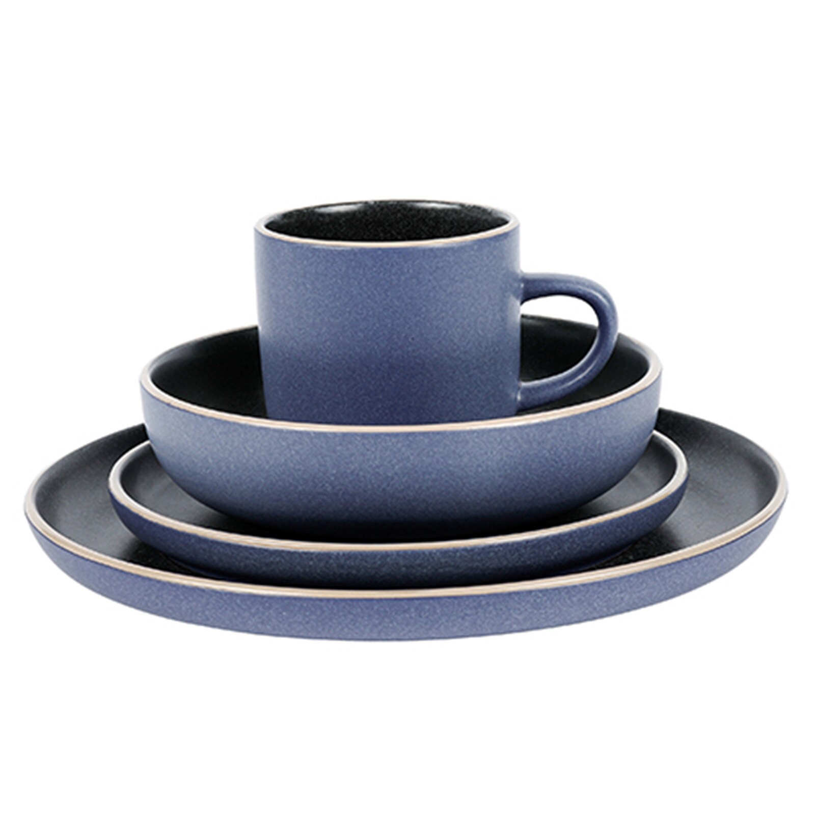 Tafelservice 16-teilig Blau/Grau
