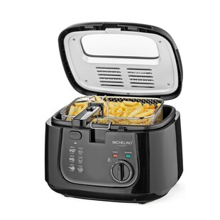 Michelino Heißluftfritteuse 5,0 Liter 1450 Watt Schwarz mit Sichtfenster 