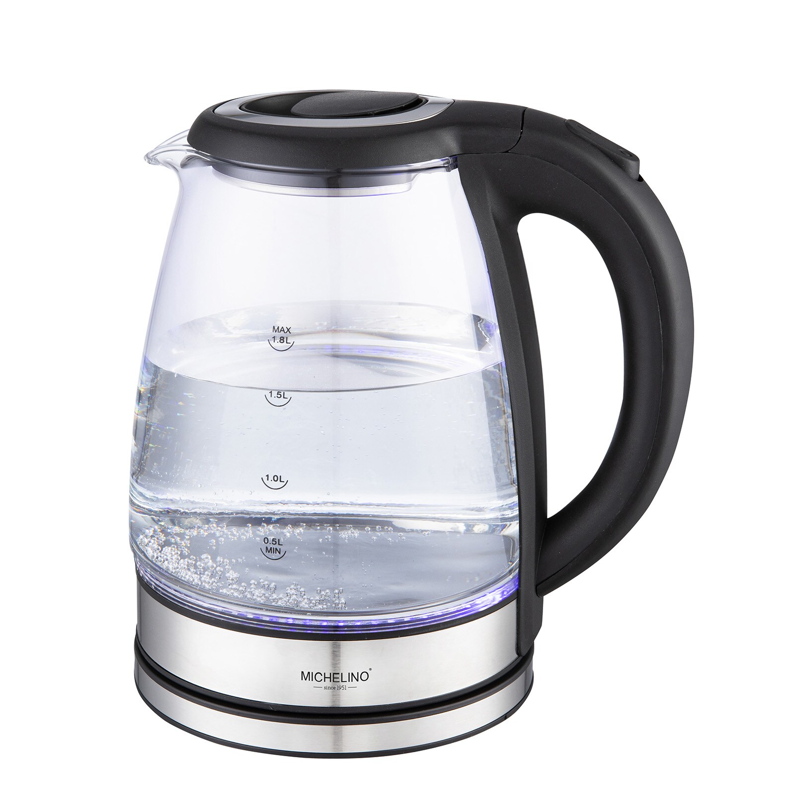 Wasserkocher Glas EDS Silber 1,8 Liter 1800 Watt