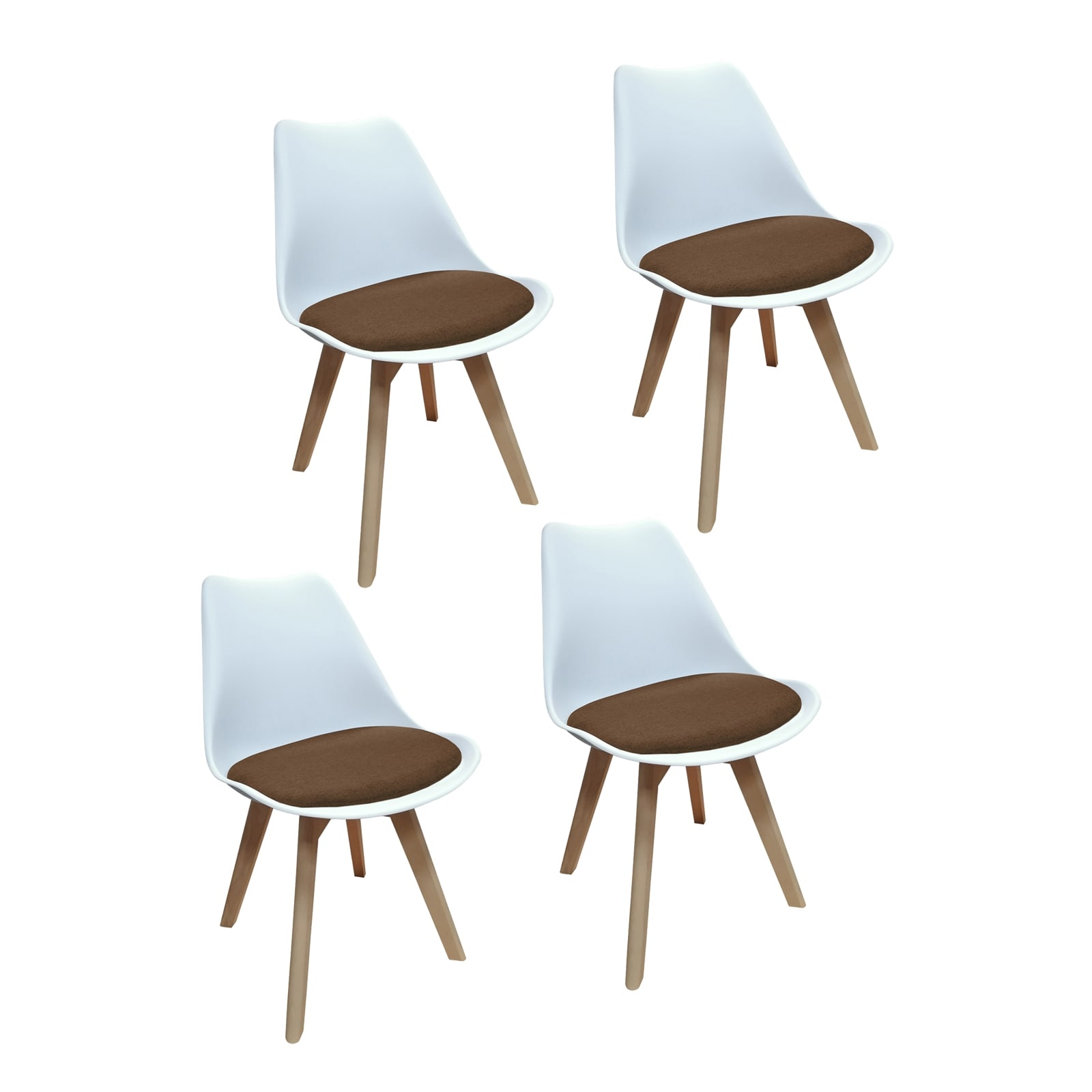 HTI-Living Stuhl Atlanta Wei&szlig;, Webstoff Braun 