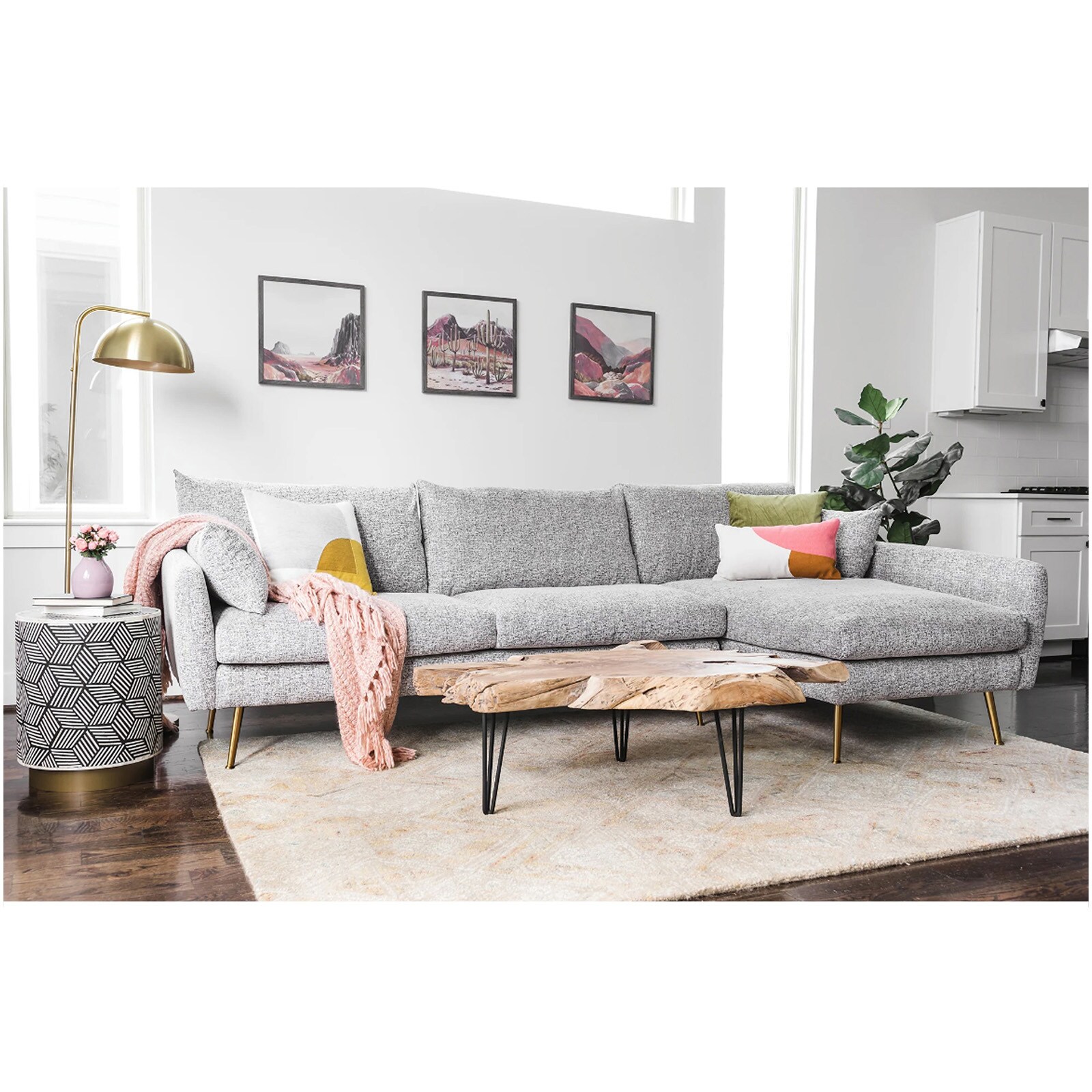 HTI-Living Ecksofa Antonius Webstoff Grau rechts 