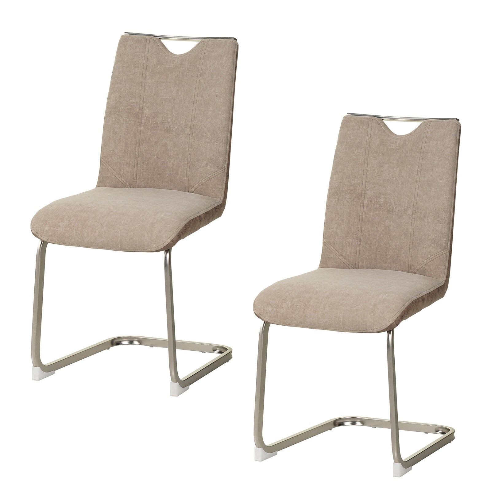 HTI-Living Schwingstuhl Taupe/Antikhellbraun 2er Set Emrys 