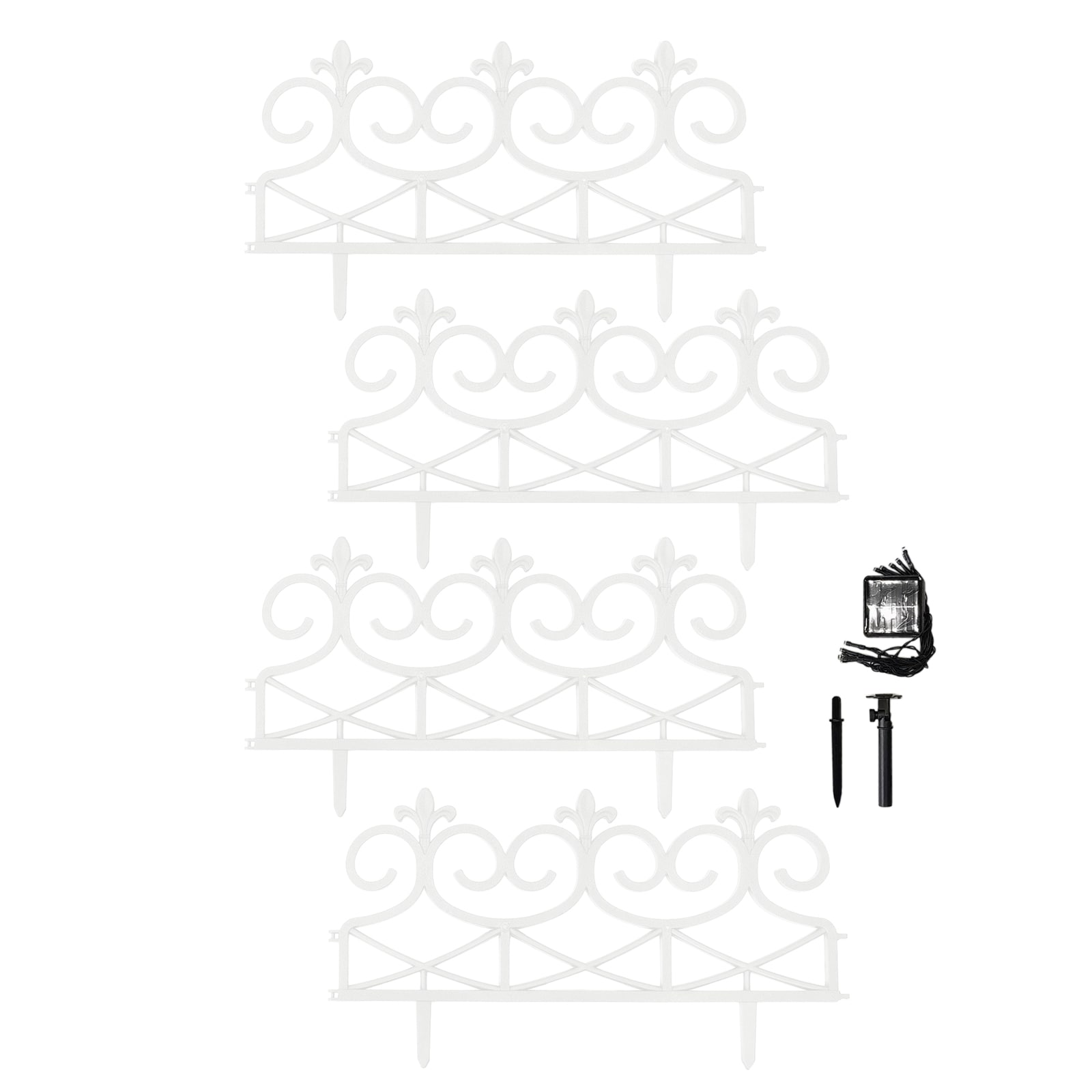 HTI-Living Zierzaun Nessa Solar Lilie 4-teilig Wei&szlig; 