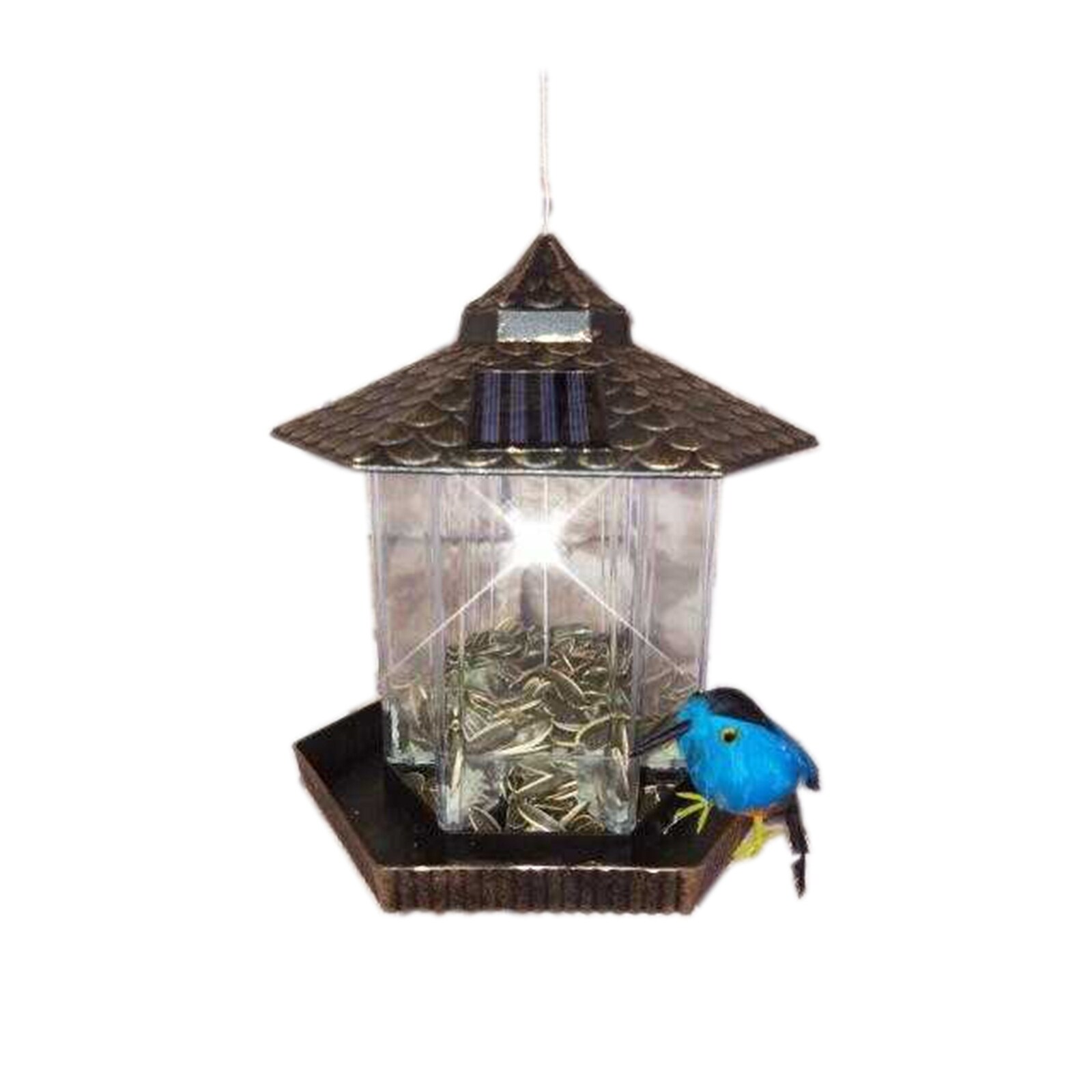 HTI-Living Vogelfutterhaus Nessa Metallic Gold mit Solarpanel 