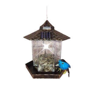 HTI-Living Vogelfutterhaus Nessa Metallic Gold mit Solarpanel 