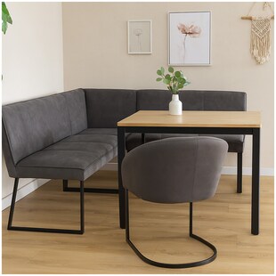 HTI-Living Eckbank 152 x 192 cm Schwarz Vemal kurzer Schenkel links 