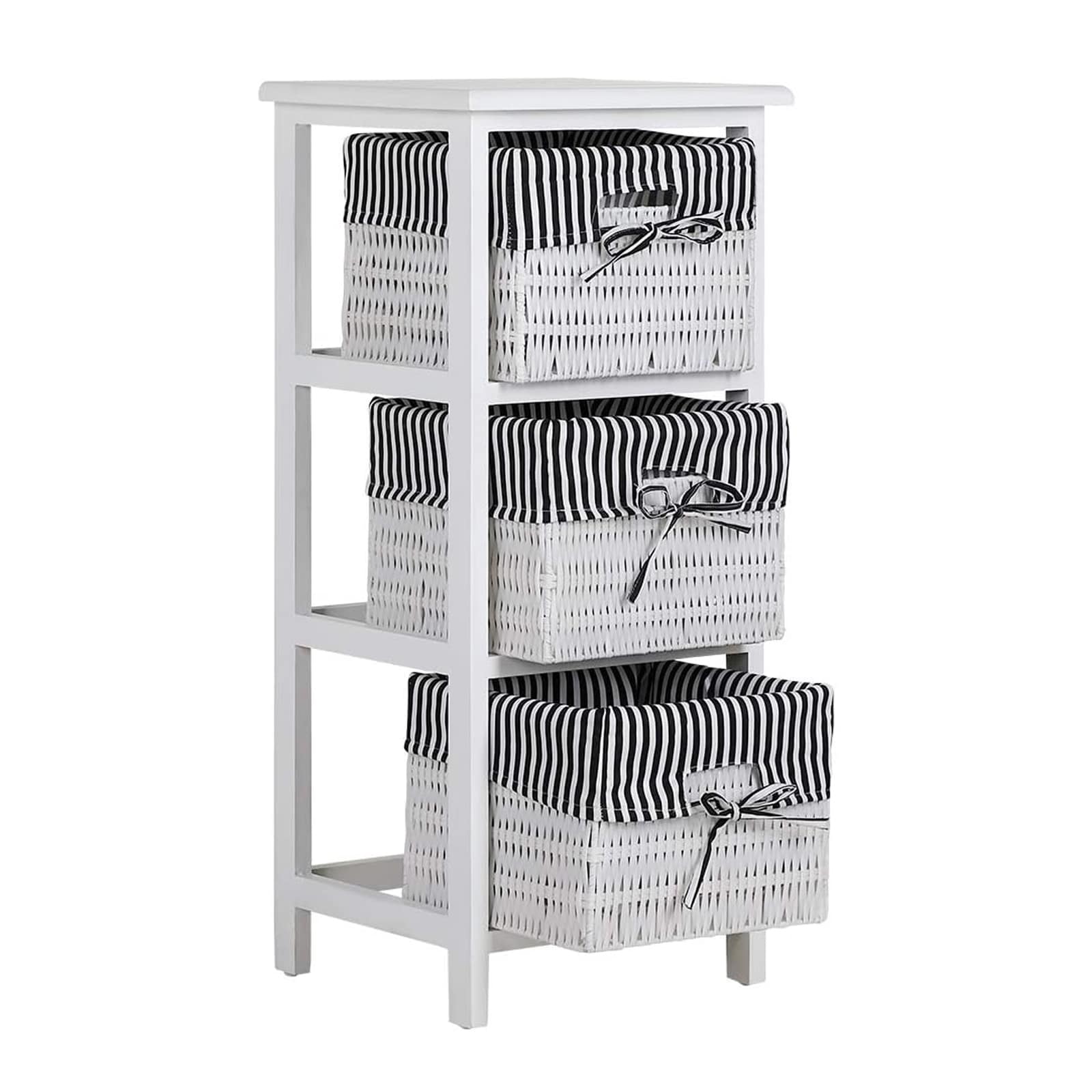 HTI-Living Regal mit 3 K&ouml;rben Mia Landhaus Wei&szlig; Schwarz 