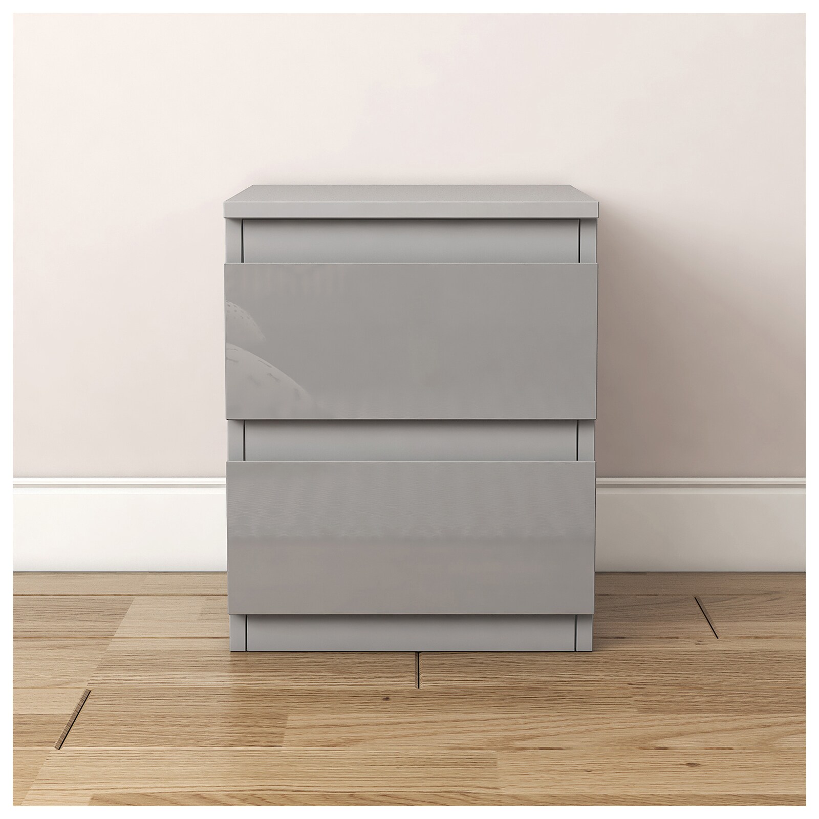 HTI-Living Nachtschrank Kenji Hochglanz Grau 