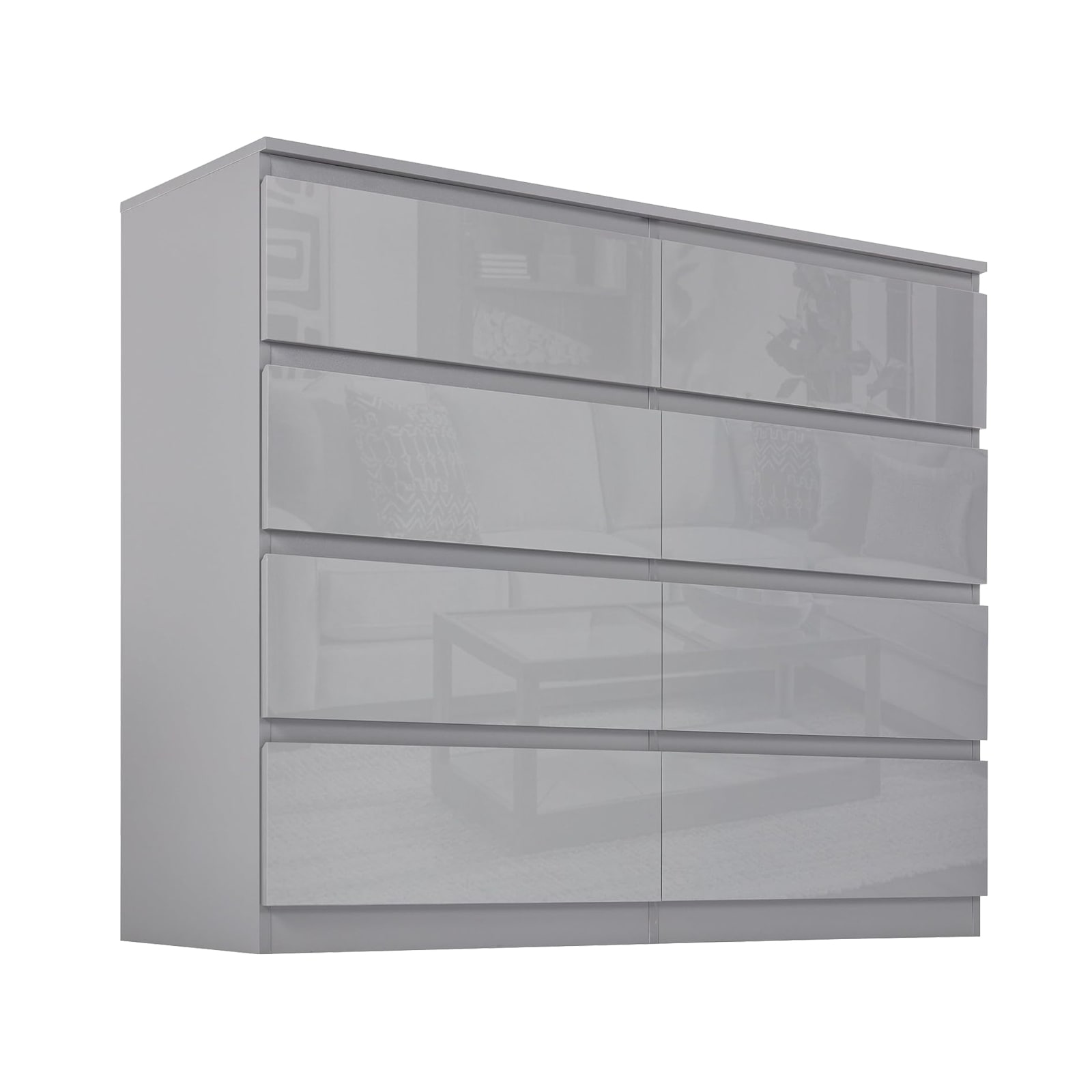 HTI-Living Kommode Kenji 8 Schubladen Hochglanz Grau 