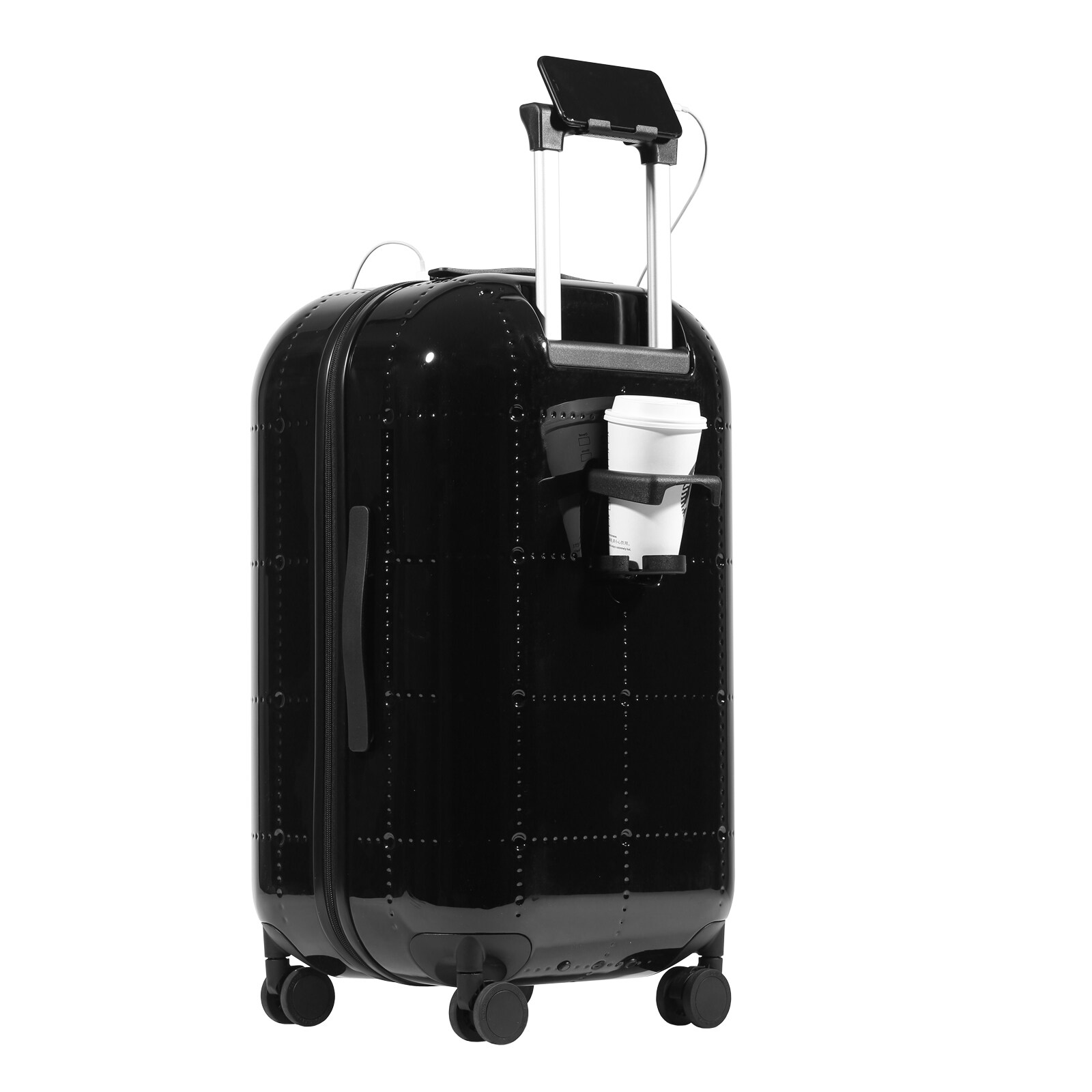 HTI-Living Koffer mit Teleskopgriff und Becherhalter Schwarz gl&auml;nzend 