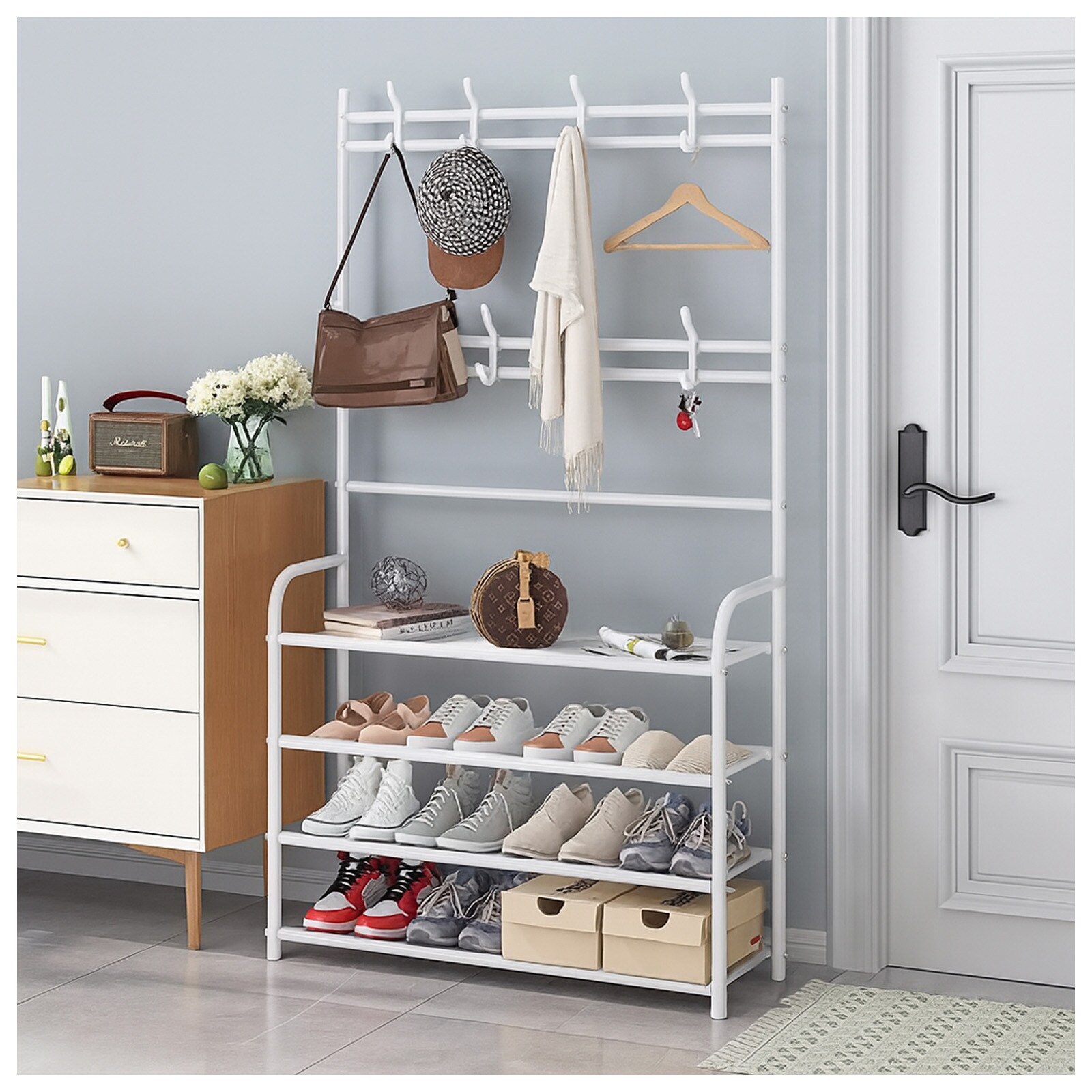 HTI-Living Multifunktionale Garderobe mit Schuhregal platzsparend, modern und praktisch 