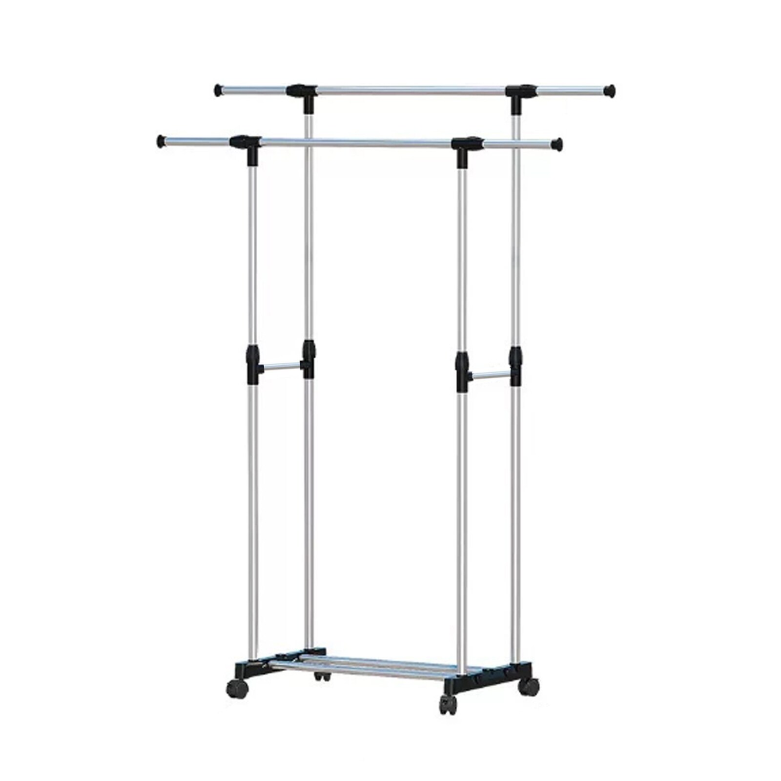 HTI-Living H&ouml;henverstellbarer Kleiderst&auml;nder mit Doppelstange Stabiler Garderobenst&auml;nder auf Rollen 