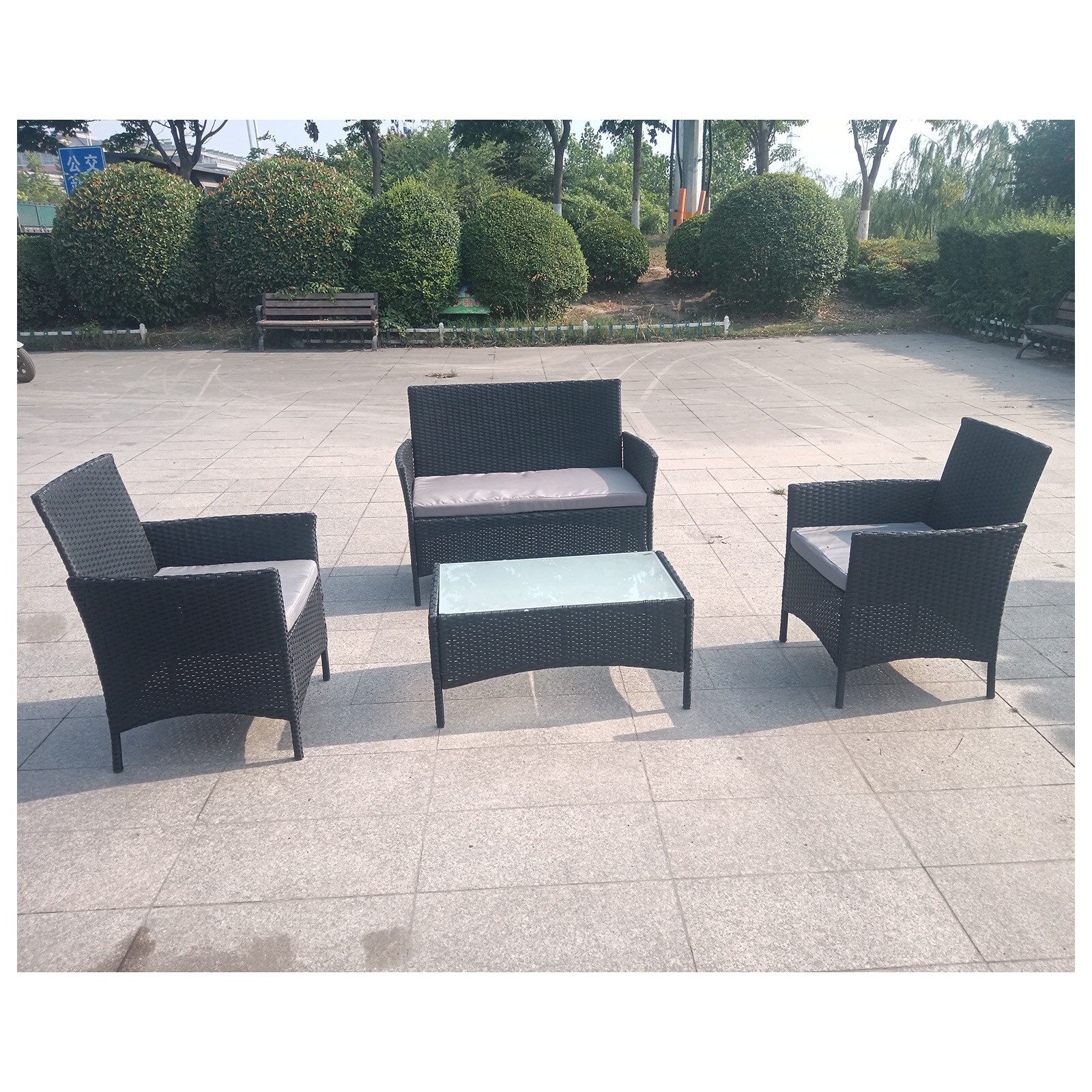 HTI-Living Gartenm&ouml;bel Anthrazit 4-teiliges Set Wiebke 