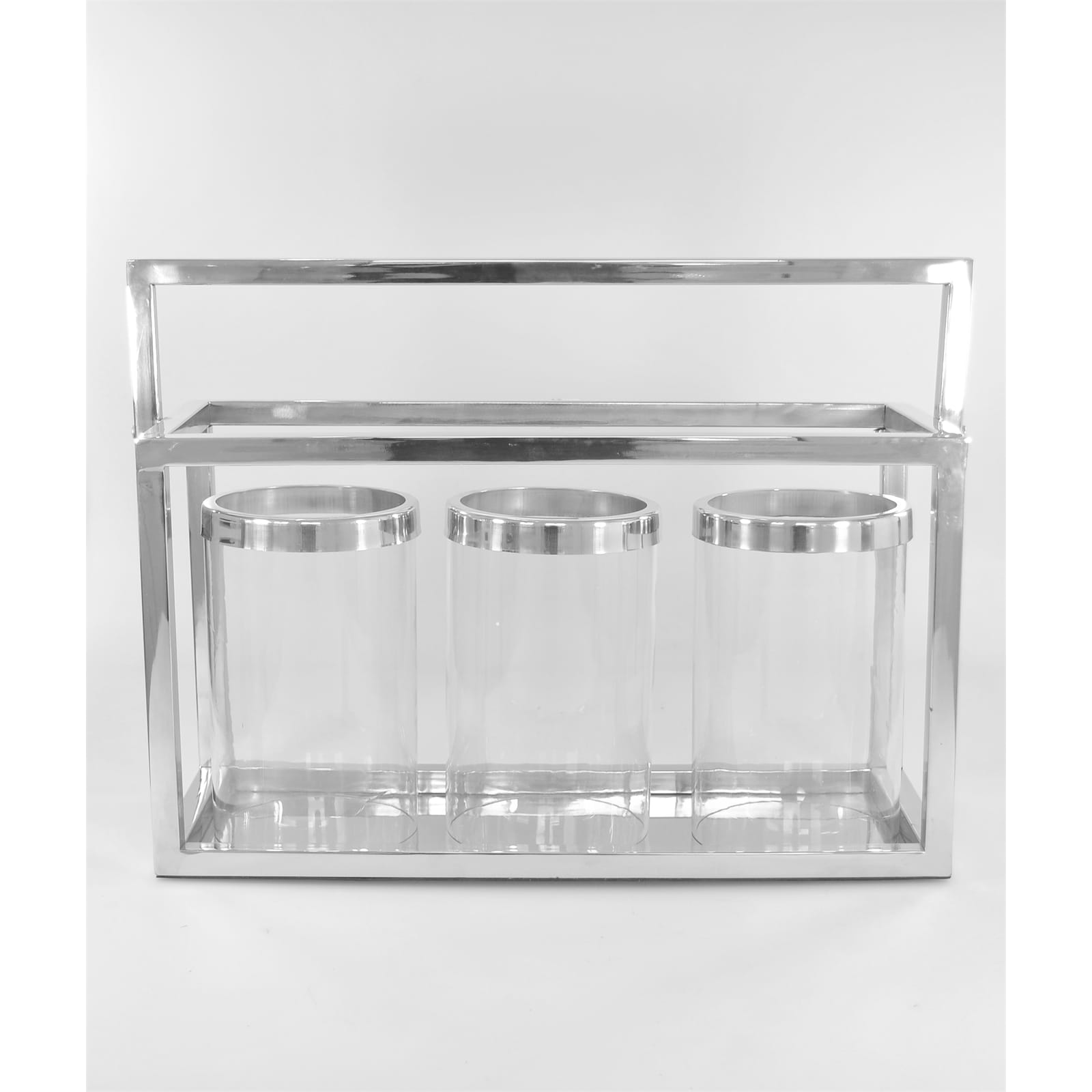 HTI-Living Laterne mit 3 Gl&auml;sern Chrom 