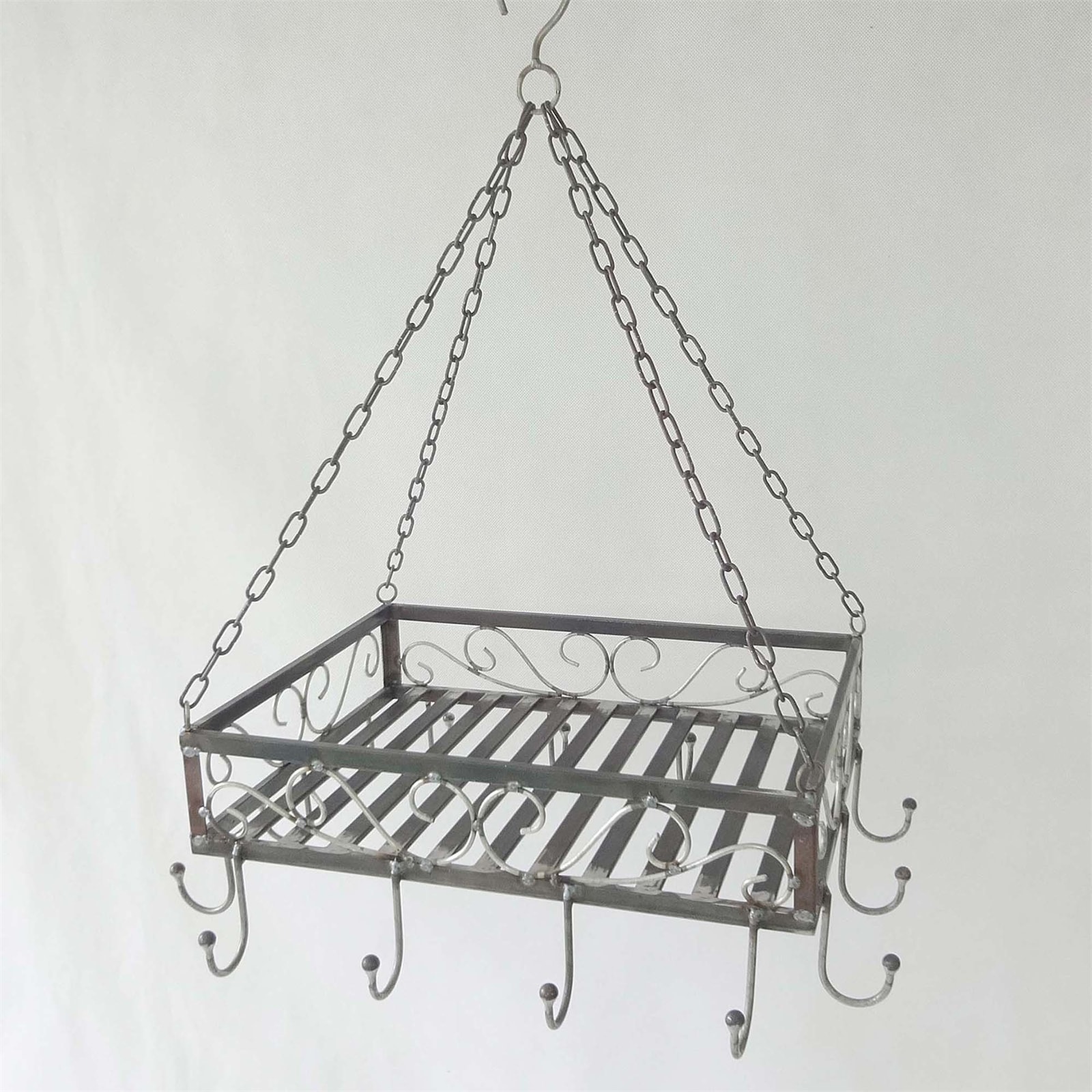 HTI-Line H&auml;ngendes Deckenregal aus Metall f&uuml;r K&uuml;che und Wohnraum 49 x 40 x 63 cm 