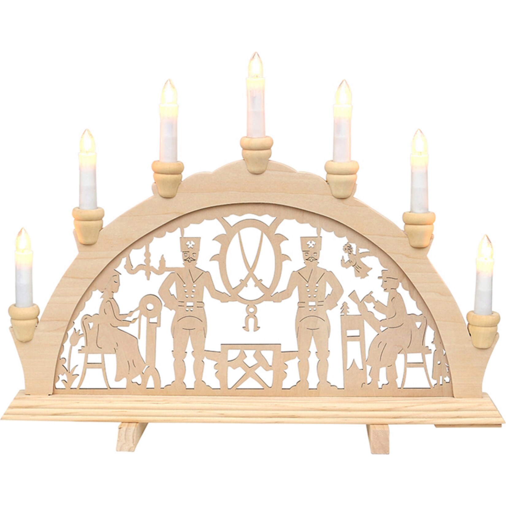 SIGRO Holz-Schwibbogen 7-flammig Bergleute 