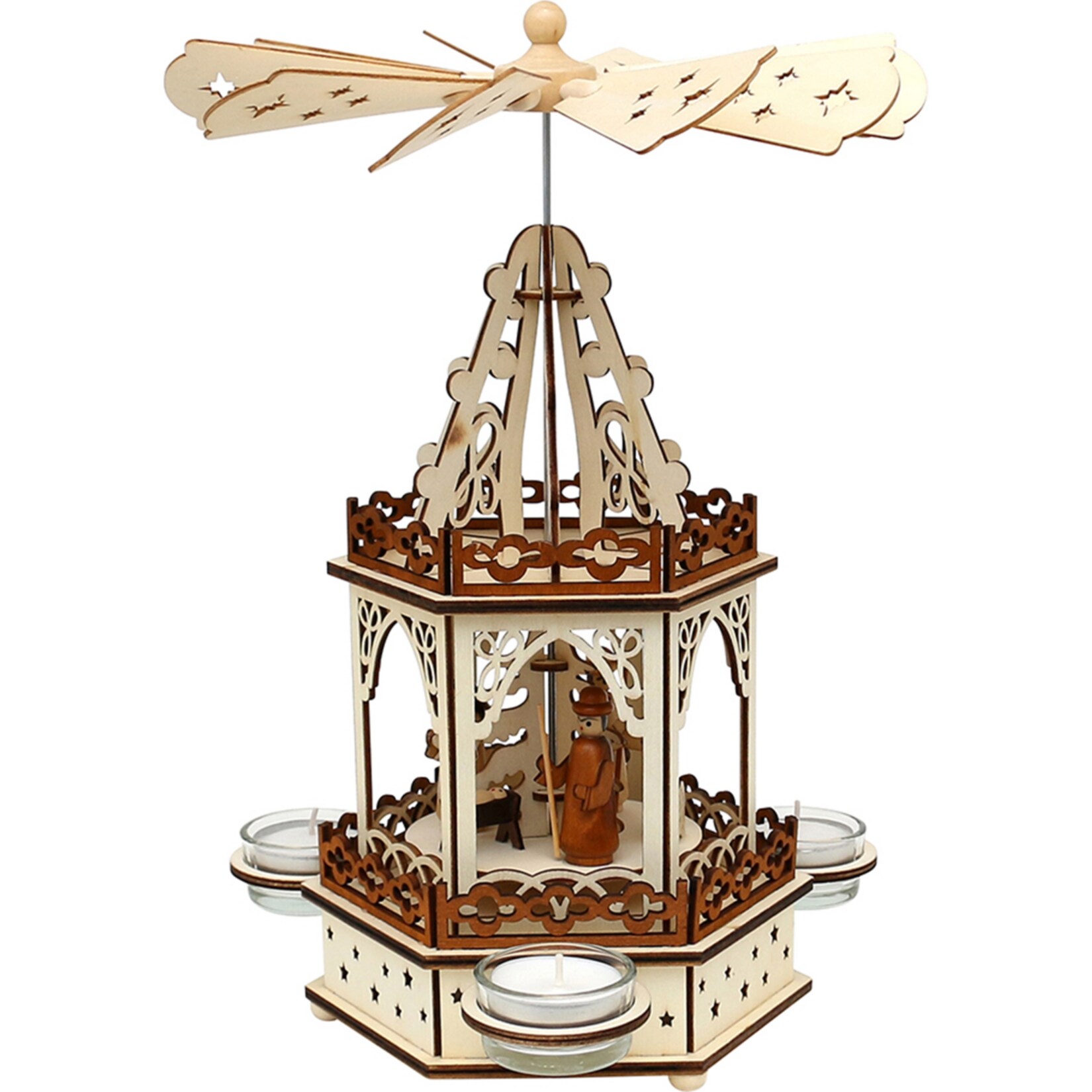 SIGRO Holz Teelichtpyramide 2 Etagen Heilige Familie 