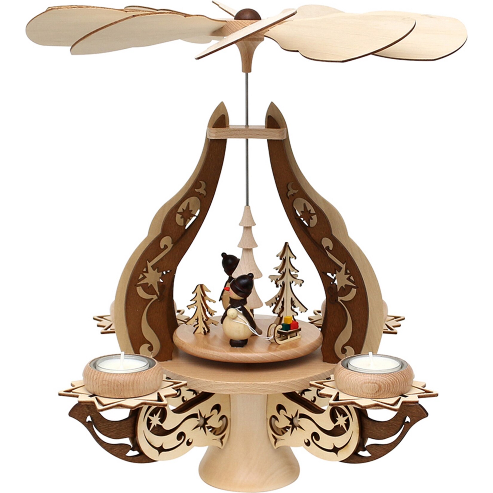 SIGRO Holz Leuchterpyramide Schneem&auml;nner 