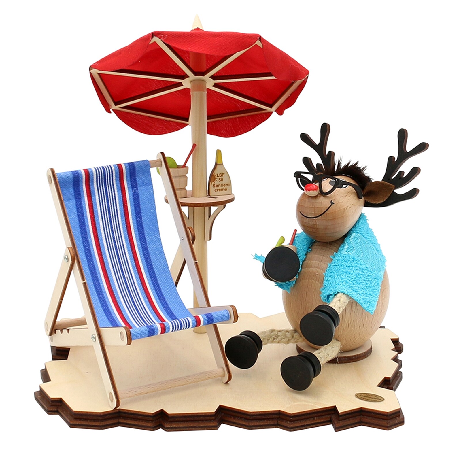 SIGRO Holz R&auml;ucher-Elch Finn macht Urlaub 