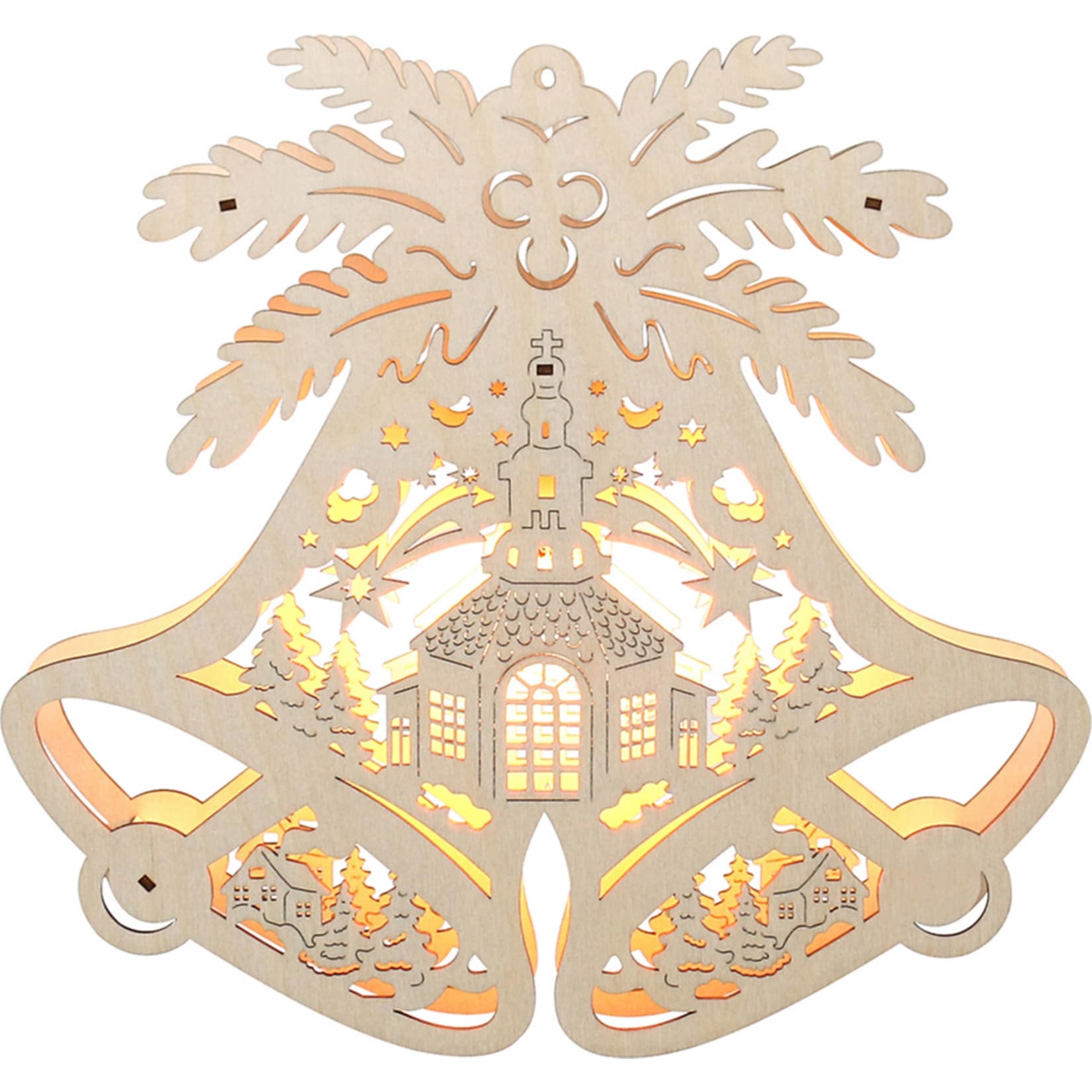 SIGRO Holz Fensterbild Doppelglocke Kirche 