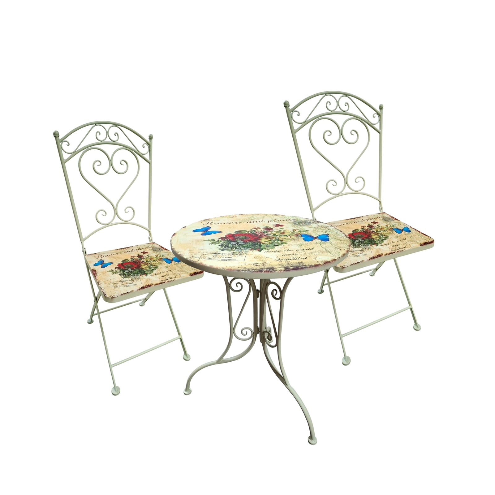 HTI-Line Metalltisch mit St&uuml;hlen Flowers and Plants 