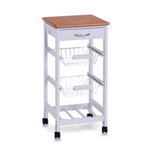 HTI-Living Küchenrollwagen weiß Bambusplatte 